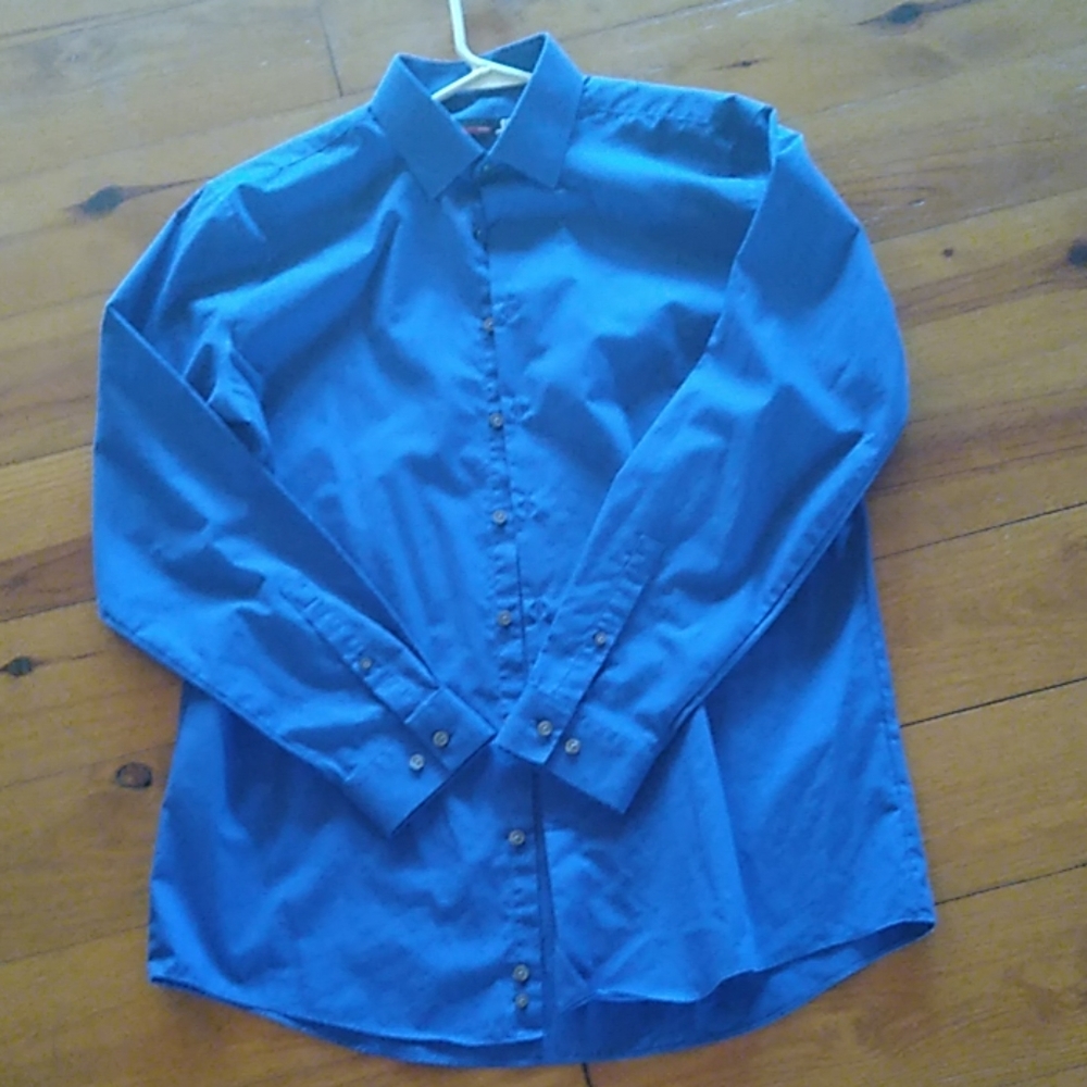 Mens BLUE slim fit dress shirt